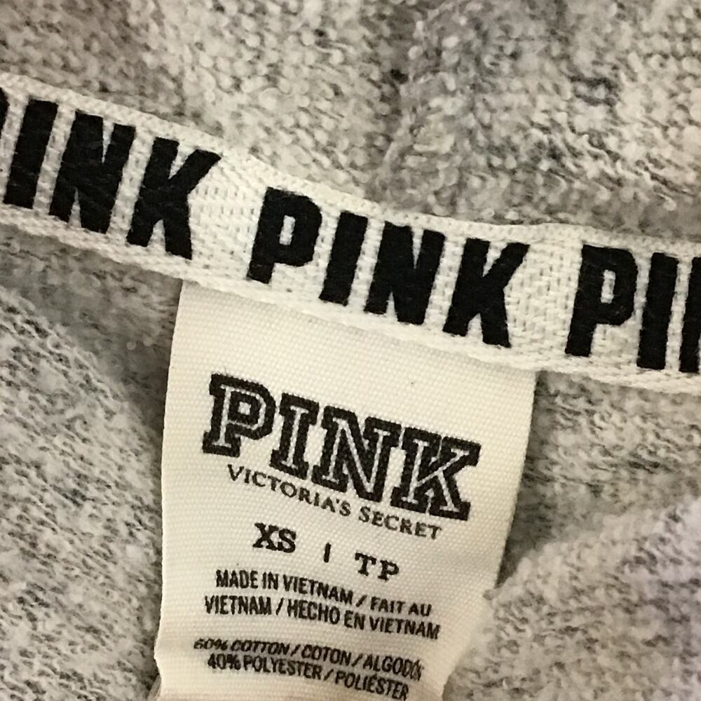 Y2K VS Victoria's Secret PINK Hoodie Gray Black Marled Sweater Sweatshirt sz XS - Picture 7 of 9